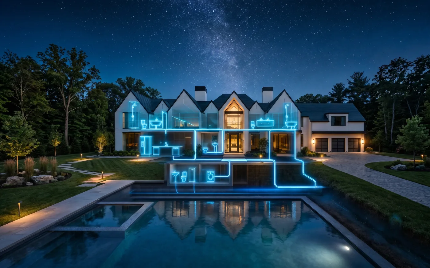 Home protected by whole-home water filtration